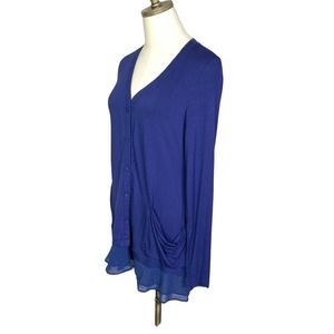 LOGO Button Cardigan Tunic Sweater XS Indigo
